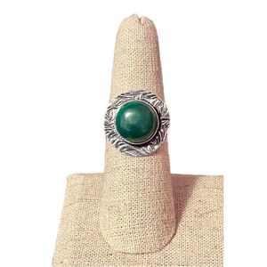 NEW Silver Plated 925 Marked Green Onyx Ring Size 7